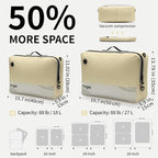 Vacuum Seal Bags for Travel 180° Open Compression Packing Cubes for Carry-on Luggage, IP67 Waterproof Space Saver Storage Bag (1 Large Pack No Pump Beige)