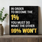 Inspirational Wall Art, Motivational Positive Quotes Wall Decor for Home Office Classroom Gym Bathroom Bedroom Kitchen, In Order to Become The 1% Framed Canvas Painting Posters, 8 x 8 Inches