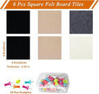 Square Felt Cork Bulletin Board Tiles, Self Adhesive DIY Felt Pin Board for Wall 30" x 20" with 35 Pushpins for Office School Home Wall Decor Stickers Memos Photos Display (Gradual Grey& Camel)