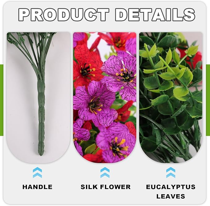2PCS Artificial Hanging Flowers, 132 Violet and Eucalyptus Vines Fake Hanging Plants for Wall Home Room Garden Artificial Flowers for Decoration