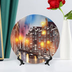 Decorative Plates for Home Decor, Grand Canal of Venice, Italy Colorful Painting Decor Tray for Table Display, Ceramic Dinner Plate w/Stand, Kitchen Decor, Housewarming Gifts, 10 Inch