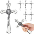 Leinuosen 6 Pcs Crucifix Wall Cross 8 Inch Saint Benedict Enamel Crucifix Metal Sacred Catholic Cross Saint Benedict Metal Wall Art for Spiritual Faith Gift Blessing Baptism Rosary Holy Decor