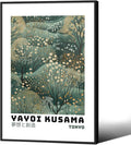 Yayoi Kusama Inspired Poster Japanese Botanical Wall Art Abstract Yayoi Kusama Print Modern Ukiyo-e Japanese Gallery Wall Decor 24x36in Black Framed for Home Bedroom Decorations