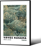 Yayoi Kusama Inspired Poster Japanese Botanical Wall Art Abstract Yayoi Kusama Print Modern Ukiyo-e Japanese Gallery Wall Decor 24x36in Black Framed for Home Bedroom Decorations