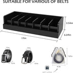Belt Organizer for Drawer - Bamboo Belt Storage Organizer | Belt Rack for Closet Wall Mount Men Women Tie Sock Bra Scarf Ribbon (Black, 7 Grids)