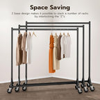 HOKEEPER Commercial Z Base Garment Rack Hold 500LBS Heavy Duty Clothing Rack Adjustable Rolling Clothes Rack for Hanging Clothes Racks on Wheels Portable Z Rack, Black