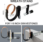 2-Pack Headstone Wreath Hanger,Cemetery Wreath Holder for 3-8 inch Tombstones,Sturdy Steel with Locking Buckle,Easily Holds 20 lbs,Grave Marker Decor for Mother's Day,Memorial Day,Never Blown Away