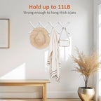 Accordion Wall Hanger, Hat Rack for Wall with 14 Coat Hooks, Expandable Hat Hangers Organizer, Vintage Decorative Coat Rack Wall Mount for Purse, Mug (White)