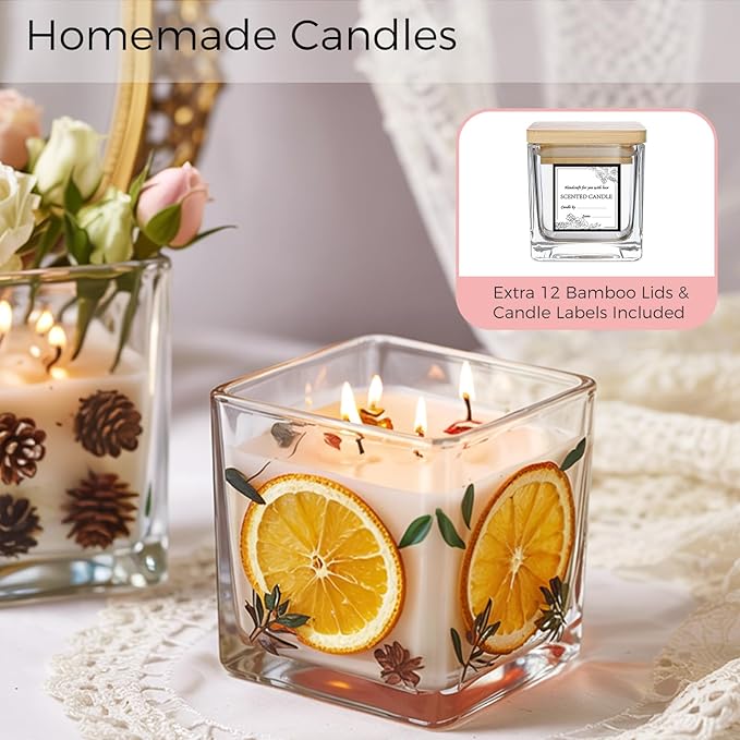 CONNOO 12 Pack Square Glass Vase 3" x 3" x 3", Clear Bulk Flower Vases for Centerpieces, Square Glass Cube Vase Floating Candle Holders for Wedding Party Home Decor