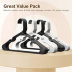 HOUSE DAY Plastic Hangers 100 Pack - Adult Clothes Hangers Black - Space Saving, Non-Slip, Durable & Sturdy Hanger with Shoulder Grooves for Closet, Perfect Slim Coat Hanger - Ganchos para Colgar Ropa