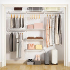 Wire Closet Organizer System, Wall Mounted 6.5 Ft. Custom Closet Kit for Bedrooms Laundry Mudroom Garage Basement, Adjustable Storage Shelves for Clothes Shoes Handbags