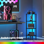 TUTOTAK Corner Shelf, 4-Tier Corner Bookshelf for Small Space, Narrow Display Corner Shelf Stand with Storage Rack, for Living Room, Bedroom, Black BS08BK004L