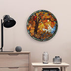 Autumn Decorative Plates, Stained Glass Design Autumn Tree Display Plate for Home Office Kitchen Table Decor Porcelain Plates 10 Inch, Thanksgiving Gifts