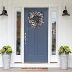 24 Inch Summer Lavender Wreath for Front Door Purple Daisy Artificial Wild Flower Greenery Leaves for All Seasons Home Wall Indoor Outdoor Window Decor