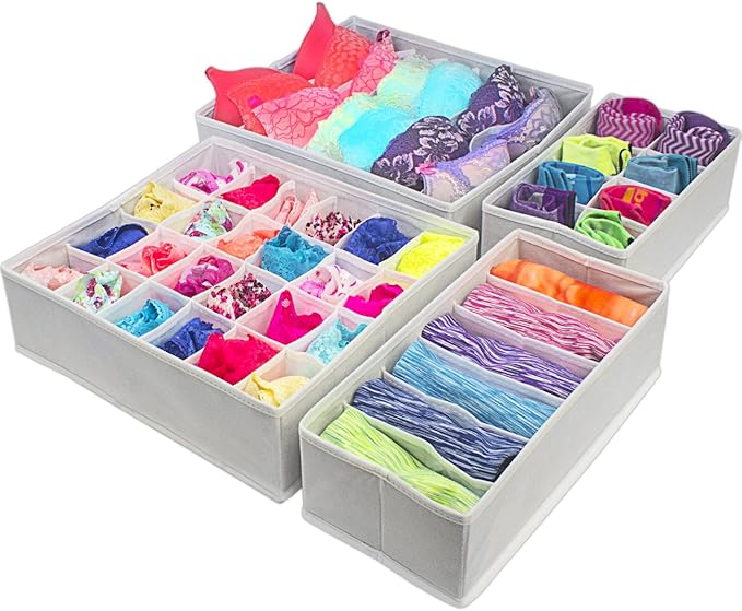 Sorbus® Set of 4 Foldable Drawer Dividers, Storage Boxes, Closet Organizers, Under Bed Organizer (White)