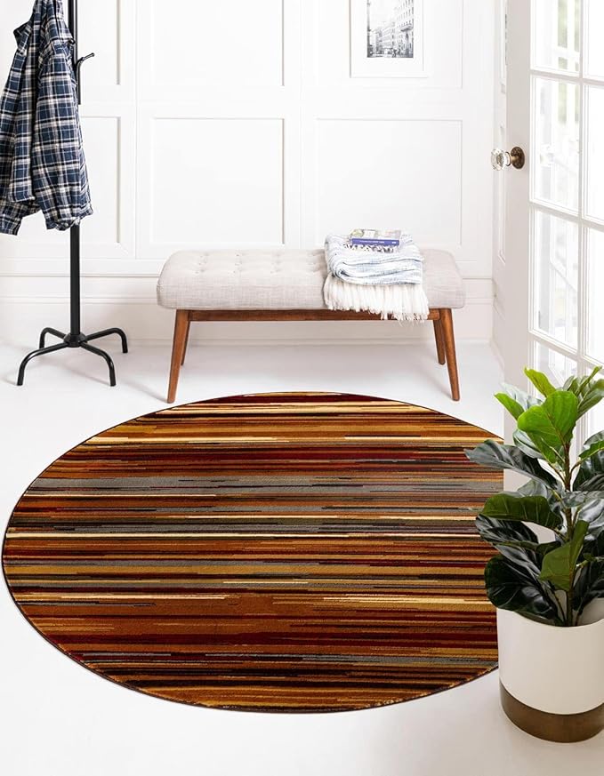 Unique Loom Barista Collection Area Rug - Icatu (6' 1" Round, Beige/Brown)