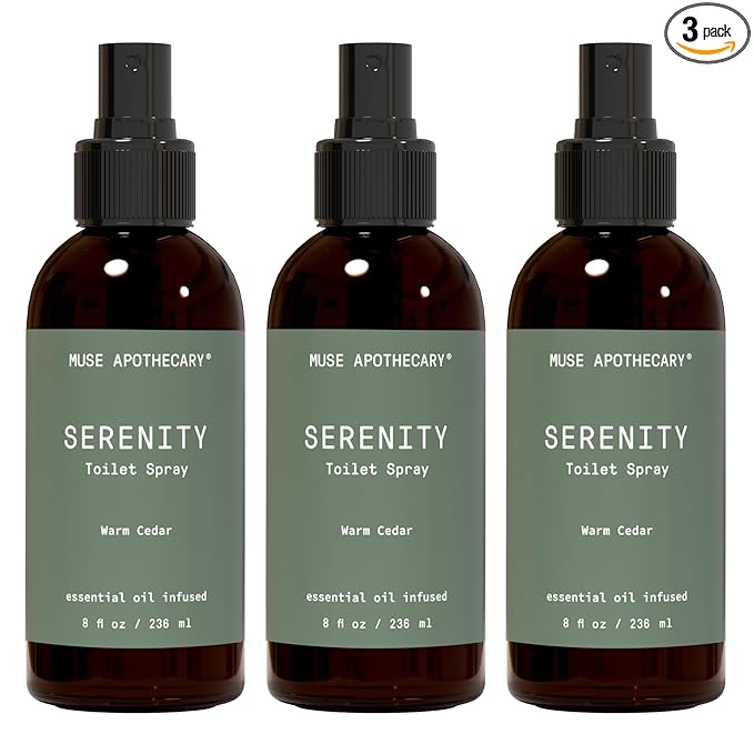 Muse Apothecary Flush Ritual - Botanical Collection - Aromatic & Refreshing Toilet Spray, Use Before You Go, Infused with Natural Aromatherapy Essential Oils - 8 oz, Warm Cedar, 3 Pack