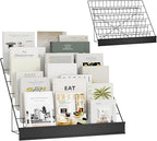6-Tier 30" Wide Metal Magazine Holders,Wire Countertop Rack with Sign Channel,Retail Book Brochure Magazine Display Stand Literature Greeting CD Card Rack for Book Signing,Vendor Booth