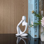 BMLCGJ Thinker Statue Gold Decor Abstract Art Sculpture, Golden Resin Collectible Figurines for Home Living Room Office Shelf Decoration,Great Gifts Ideas (White)