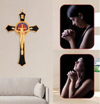 TALPGOD St Benedict Crucifix Black 7 Inch,Crucifix Wall Cross for Catholic Decor,Jesus Christ Hanging Cross Wall Art Decor,Escapularios Catolicos,Saint Benedict Medal for Home Decoration