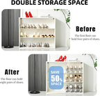 Shoe Slots Organizer,Elephant Shoe Rack Stable and Thick,Clear Shoe Stacker with 3 Adjustable Level for Sneakers Display (Transparent - Silver, 20Pack)