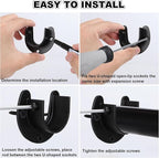 10 Pack Stainless Steel Closet Rod Bracket, 1-1/4 Inch Closet Rod Holder, Heavy Duty Closets Rods Support Brackets, U Shaped Closets Pole Sockets Flange Rods Holder for Curtain Rodd (Black)