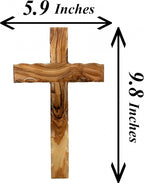 Zuluf Wooden Olivewood Plain Cross For Wall decor | Large Wall Cross Christian Religious Gift | Wall Art Home Room Décor | Jerusalem Decorative Wall Cross with Holy Land Certificate | 25cm / 9.8"