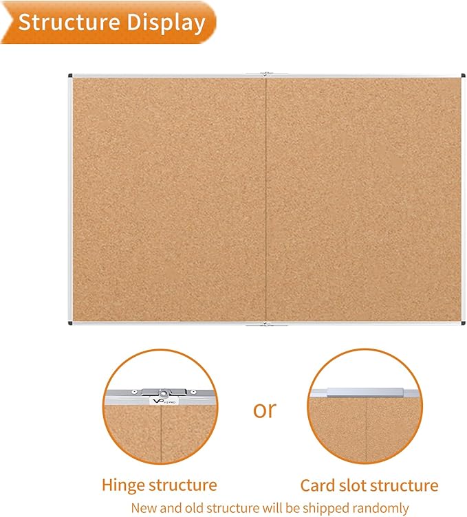 VIZ-PRO 72" x 48" Large Cork Bulletin Board, Foldable & Wall-Mounted Notice Pin Board with Silver Aluminum Frame, for School Home Office - 6' x 4' Corkboard