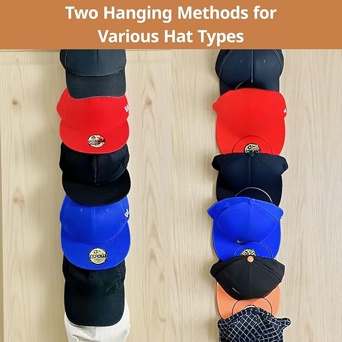 LINFIDITE 10 Pack Hat Rack Hanger Holder Organizer Closet Hanging Baseball Cap Display Storage Rack for Scarves Handbags Towels Clothes Ties Over Door Wall Mounted w Hanging Hook White