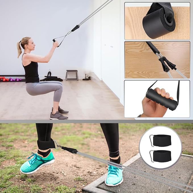 Exercise Resistance Bands with Handles for Working Out, 150/200/250/300 Lbs Workout Bands Set with Door Anchor for Physical Therapy, Yoga, Pilates