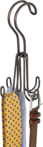 iDesign Classico Metal Over the Rod Hooks, Closet Accessory Organizer for Ties, Belts, Scarves, Handbags, Jewelry, 2.8" x 2.8" x 6.5", Bronze