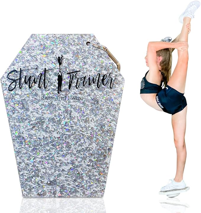 Stunt Trainer Flyer Cheer Balance Board for Cheerleader Balance & Flexibility Core Strength Training - Cheer Balance Trainer Stunting Practice Board Cheerleading Equipment for Flyers, Grey