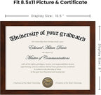 upsimples Certificate Frame with High Definition Glass, 8.5 by 11 Picture Diploma Document Frames for Wall and Tabletop, Mahogany 5 Pack