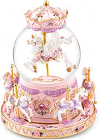 Magical Unicorn Snow Globe with “Somewhere Over the Rainbow” Music, Rotating Carousel Music Box, LED Lights & Glitter Snow, Perfect Birthday, Xmas, Valentine’s Gift, for Girls, Kids & Unicorn Lovers