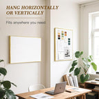 Linen Bulletin Board 24 x18 Inches, White Pin Board Vision Board, Gold Aluminum Framed Fabric Cork Board for Home Office Wall Decor, 10 Push Pins