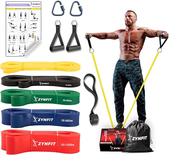 Pull Up Bands, Resistance Bands Set with Door Anchor, 5-Level Pull Up Assistance Bands for Working Out, Workout Bands for Home Gym - Get Free A.I. Workout Plan
