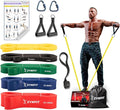 Pull Up Bands, Resistance Bands Set with Door Anchor, 5-Level Pull Up Assistance Bands for Working Out, Workout Bands for Home Gym - Get Free A.I. Workout Plan