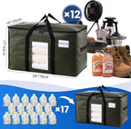 TAILI 12 Pack Green Extra Large Storage Bags, Heavy Duty Totes with Visible Window, Wrap Around Handles, Perfect for Moving and Storage
