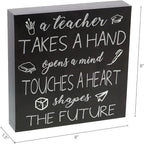 Barnyard Designs Wooden Box Sign Motivational Desk Decor, Inspirational Office Desk Decorations for Women Office Bathroom Shelf Décor (Teacher)