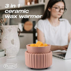 VICTORIA AROMA Ceramic Wax Melt Warmer 3-in-1 Wax Warmer for Scented Wax - Electric Fragrance Burner for Home, Office, Bedroom - Gift & Décor（Pink）