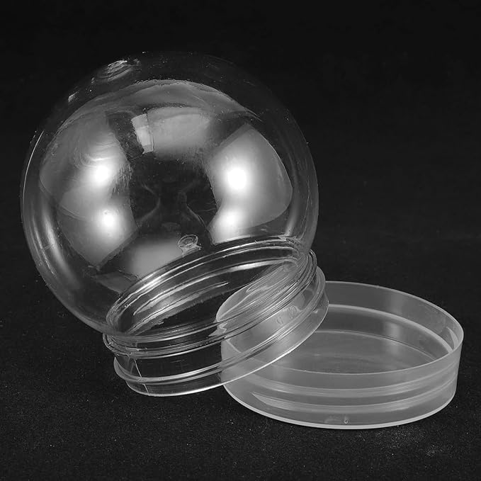 10Pcs Clear Plastic Snow Globe DIY 3 Inch Snow Globes, Clear Plastic Water Globe Water Globe Jar with Screw Off Cap Candy Cookies Jar for DIY Crafts Christmas Plant Flower Moss Landscape