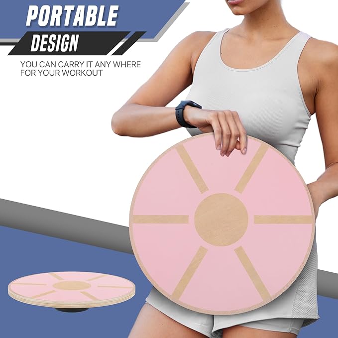 Wooden Wobble Balance Board with 15.5" No-Skid Surface for Core Trainer Physical Therapy, Home Office Exercise Balance Board for Woman & Man