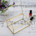 Hipiwe Vintage Glass Keepsake Box, Rectangle Jewelry Display Organize Vanity Lidded Box Home Decor Accent Decorative Box for Storage Trinket Rings Bracelet