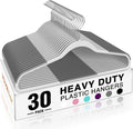HOUSE DAY Heavy Duty Plastic Hangers 30 Pack, Non Slip Clothes Hangers with Rubber Pads and 360° Hook - Thin 0.2 Inch, Space Saving Coat Hanger Grey, Closet Organizer for Shirt, Pants, Suit, Skirt