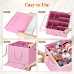 Lifewit Shoe Storage Organizer for Closet, Fabric Large Shoe Box Storage Containers with Clear Cover, Foldable Bins for Boots Heels Sneakers Fits 24-32 Pairs (Each 12-16 Pairs) 2 Pack Pink