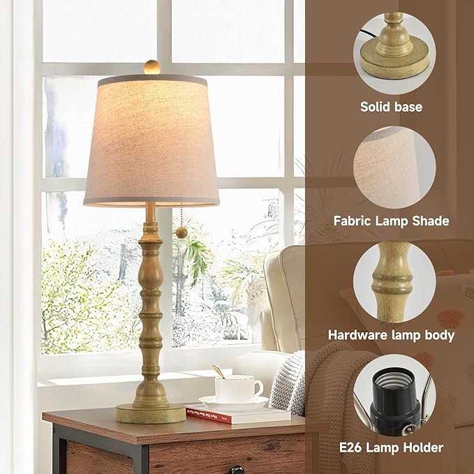 Terpsichore Lamps Set of 2 Modern Farmhouse Table Lamp Bedside Reading Lamps Living Room End Tables Set Lamps for Night Stands Bedroom Night Lamp,High 26.25 Inch, (Sepia, High 26.25 inches)