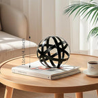 Decorative Sphere Metal Band Ball Orbs Decorative Balls Home Decor Accents Tabletop Decorations for Living Room, Kitchen, Bedroom Centerpiece for Dining Room Coffee Table, Side Tables (Black)