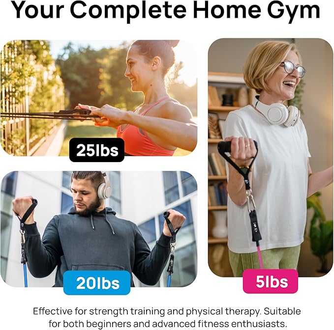 INEVIFIT Resistance Band Set, 150 LBS Stackable Workout Bands for Strength Training, Yoga, Pilates, and Full Body Workout, Includes Door Anchor, Handles, Ankle Straps, Carrying Bag, and Exercise Guide