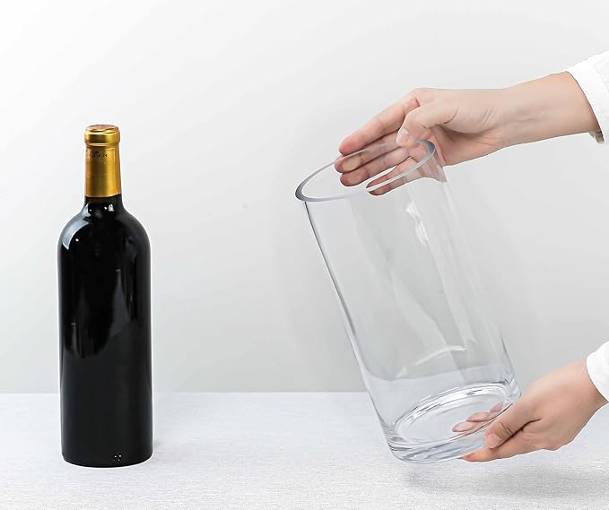 CYS Excel Glass Cylinder Vase (H:10" D:5") | Multiple Size Choices Glass Flower Vase Centerpieces | Hurricane Floating Candle Holder Vase