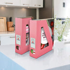 Acrimet Magazine File Holder Bin Storage, Vertical Rack for Documents, Folders and Mail, Durable Plastic Desk Organizer for Office & Home (Solid Pink Color) (2 Pack)